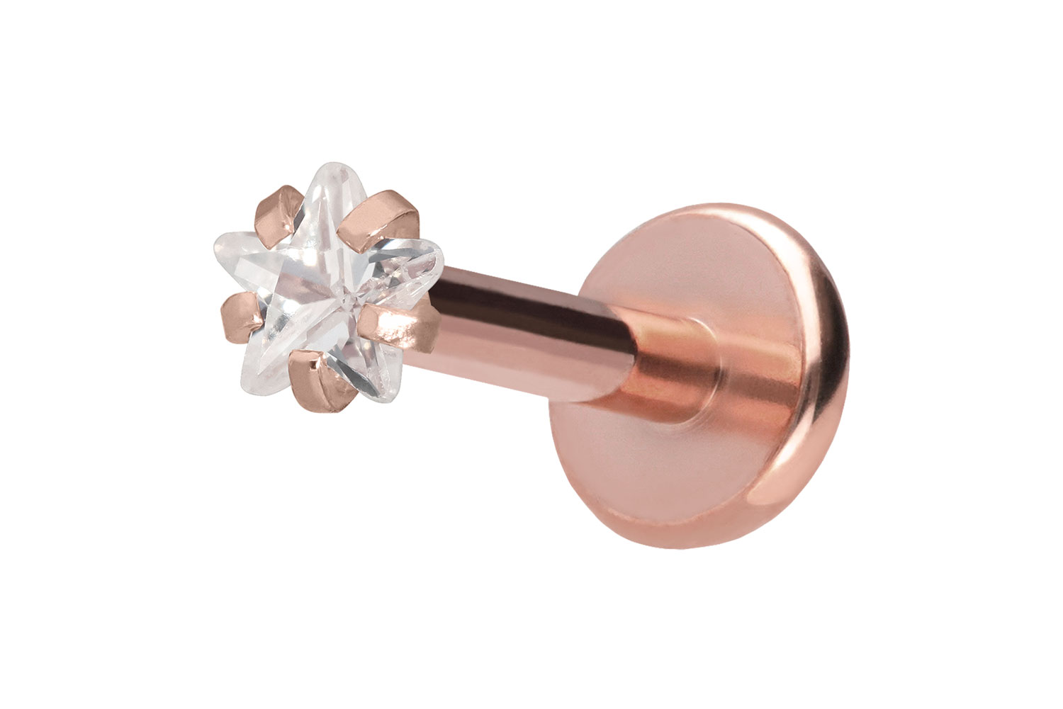 Titan Labret Piercing mit Push Fit KRISTALLSTERN